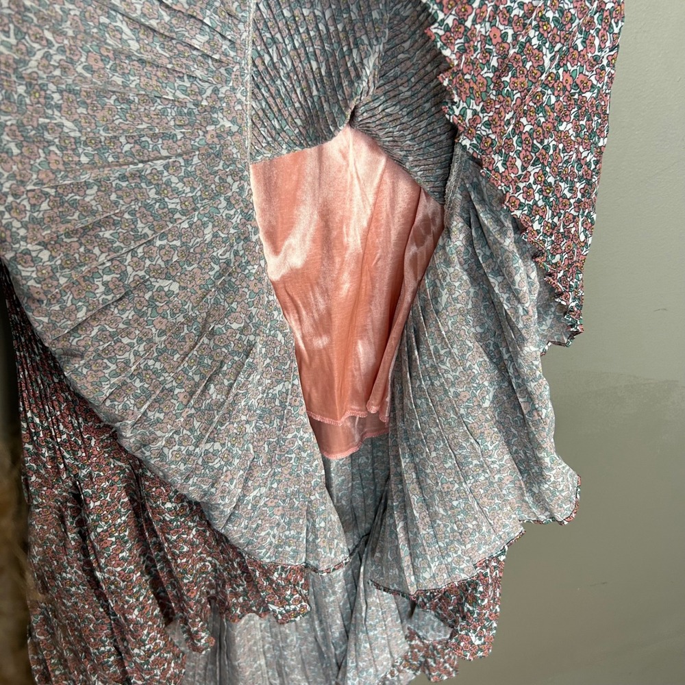 Anthropologie Lili's Closet Floral Cottagecore Pleated Maxi Skirt Large High-Low - Picture 11 of 11